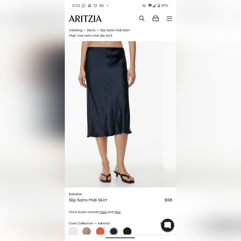 Babaton slip midi skirt